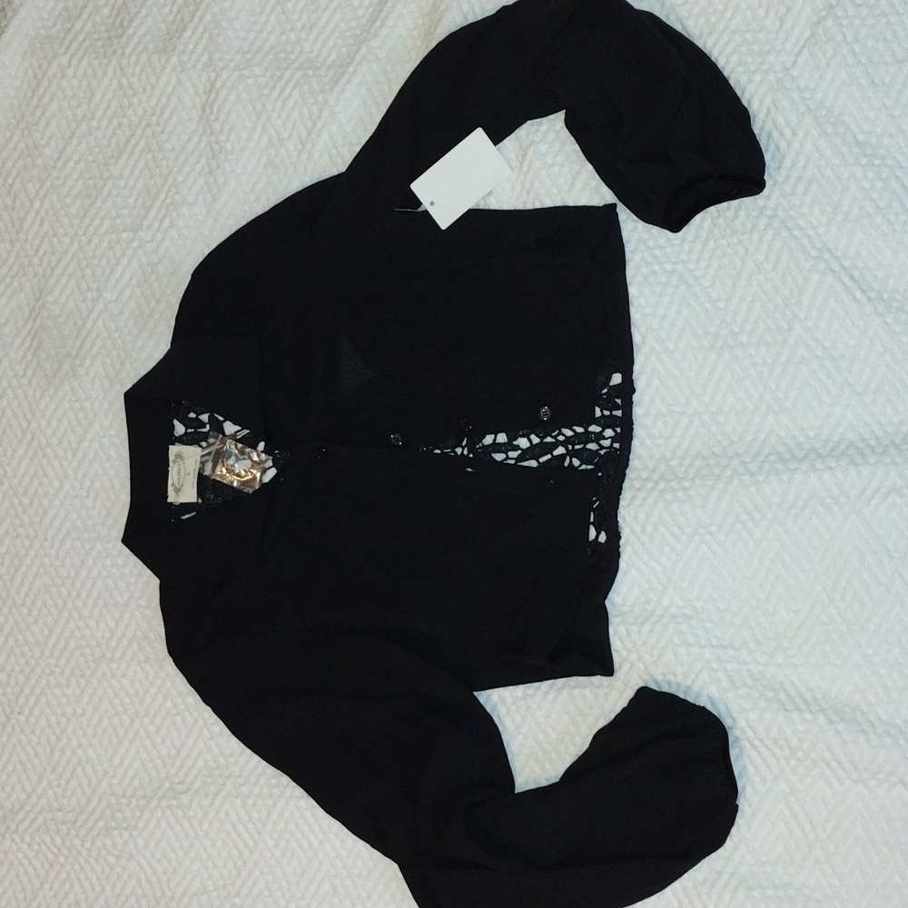 Joyfolie Cropped Button Down With Crochet Lace Back